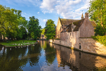 Obraz premium Princely beguinage Ten Wijngaerde, the only preserved beguinage in the Belgian city of Bruges.