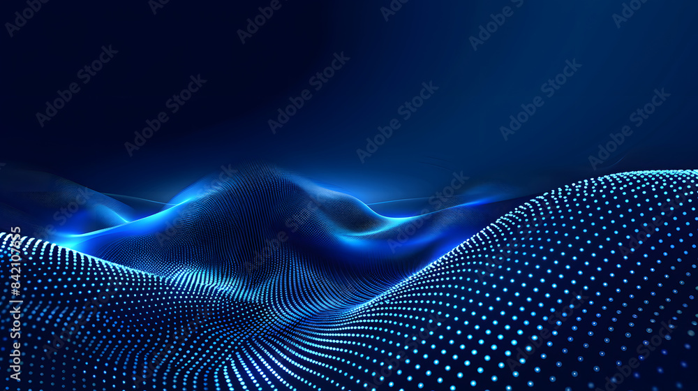 Poster abstract background with a wave of dots. hi-tech design for a banner or cover on a dark blue backdro