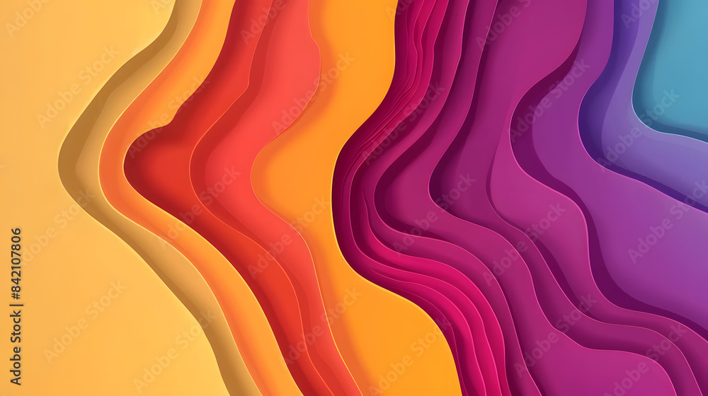 Poster abstract background with colorful paper cut shapes. gradient. vector illustration. wavy lines