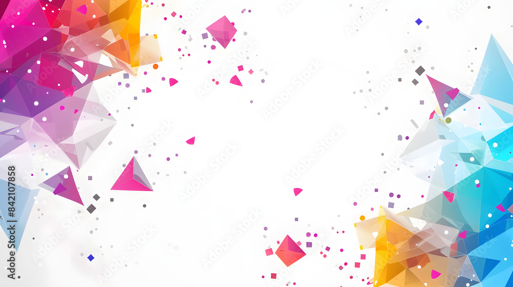 Poster abstract background with colorful polygonal shapes and dots on white background vector presentation 