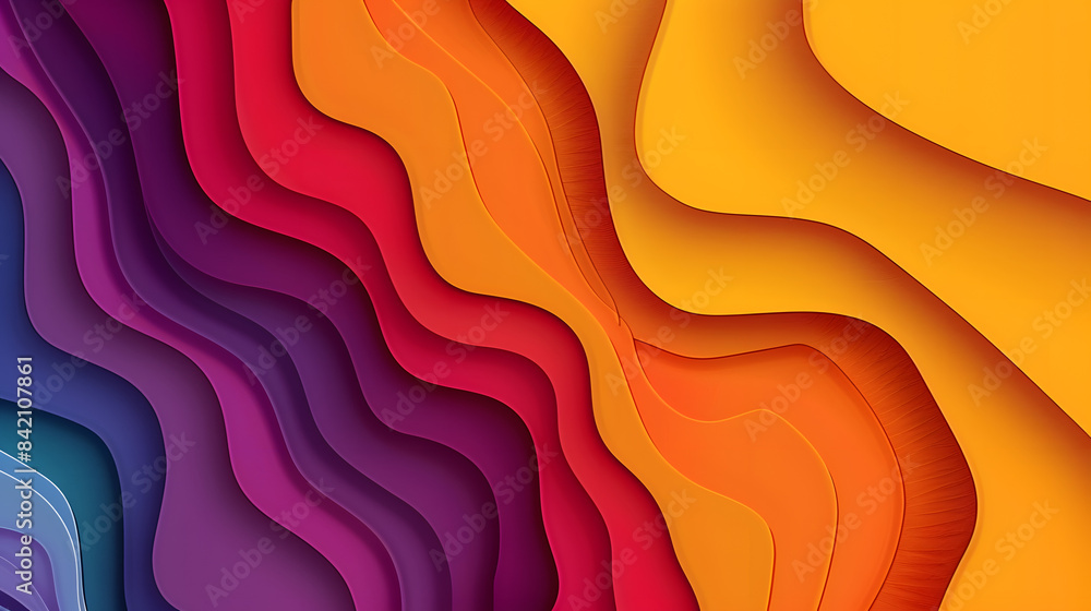 Poster abstract background with colorful paper cut shapes. gradient. vector illustration. wavy lines