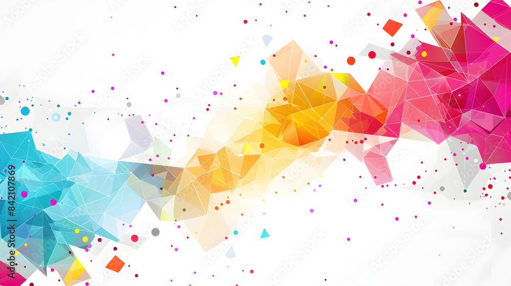 Poster abstract background with colorful polygonal shapes and dots on white background vector presentation 