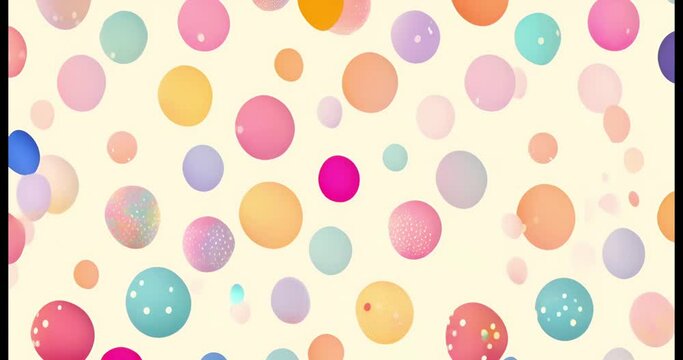 animated background with colorful pastel polka dot   Cartoon. Cartoony. Film grain pixel texture. Animation