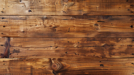 Rustic, Wooden Kitchen Countertop Highlighting the Natural Grain, Knots, and Rick Brown Hues of the Aged Wood - Overhead Flat Lay View with Copy Space