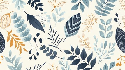 Fototapeta premium Gender neutral leafy pattern with a touch of whimsy for children s decor or Scandinavian designs