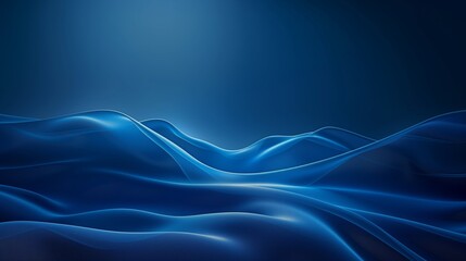 Abstract blue background with blurred wavy lines and glowing elements.