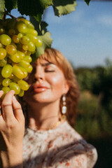 woman with grapes