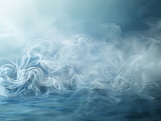 Gentle swirls of blue smoke create an abstract pattern, capturing the fluid motion and ethereal quality of the smoke.
