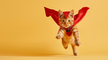 super cat, the concept of a superhero, leader, funny animal.