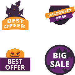 Obraz premium Set of halloweenthemed promotional badges with spooky elements