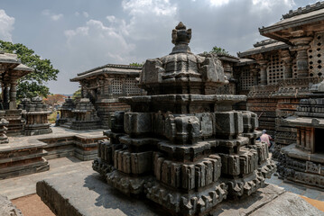 Stone Carving of Hoysaleshwara Temple in Halebidu. Karnataka. India.