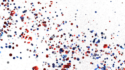 Confetti - Red white blue shiny confetti Confetti on white background, isolate, tricolor concept, independence and freedom day USA