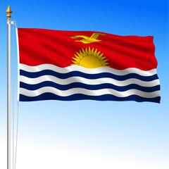 Kiribati official national waving flag, pacific ocean, vector illustration