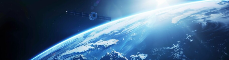 Observing Earth from a satellite in space using sunlight signifies progress in space technology for astronomy and planetary exploration, demonstrating advancements in understanding our universe