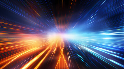 Fototapeta premium Abstract background with light speed lines and glowing starry sky