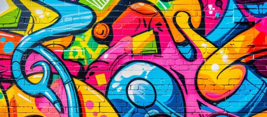 Fototapeta premium Colorful graffiti art design bright and cheerful background.