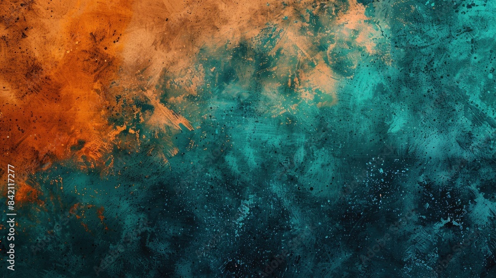 Poster gradient background in teal orange and black colors with a textured grainy effect for designing post