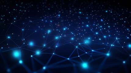 Fototapeta premium Glowing connections and network dots on blue background