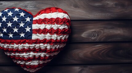 Obraz premium American flag in the shape of a heart. July 4 celebration