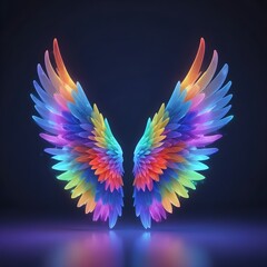 Fototapeta premium Rainbow pride wings are isolated on a transparent background
