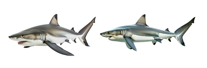 Set of big shark isolated on transparent background