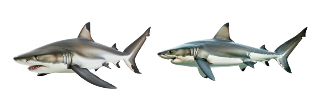 Set of big shark isolated on transparent background - Powered by Adobe