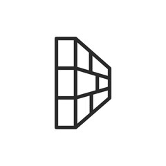 Brick wall, side view, linear style icon. Editable stroke width