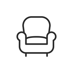 Armchair, linear style icon. living room furniture and seating. Editable stroke width