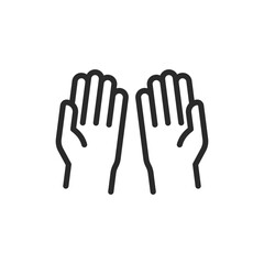 Praying Hands, linear style icon. hands in a prayer position. Editable stroke width