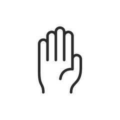 Hand with palm facing forward, linear style icon. Editable stroke width