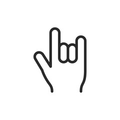 Rock on gesture, linear style icon. Horns gesture. Editable stroke width