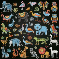 Animal Adventure: Chalk Drawing Bringing Zoo Animals to Life