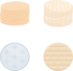 Set of four different styled wafer and cookie icons, perfect for snack illustrations