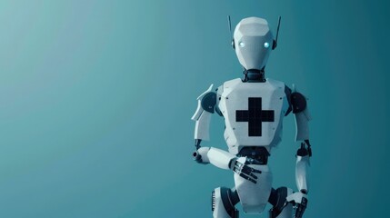 Fototapeta premium AI robot with checkmark and cross symbolizing ethical decisions in artificial intelligence. AI ethics