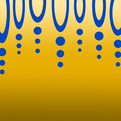 Blue oval shapes with falling blue circles coming from the top of gold gradient background