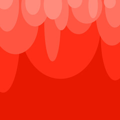Red circles and ovals falling from the top of red background