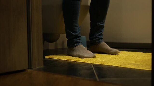 Gonorrhea in a man, bacterial intestinal infection, man in the toilet, stomach pain.