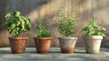 Herbal Oasis Vibrant Tabletop Garden of Basil Rosemary and Thyme Greenery Wellness and Serenity in a Pot