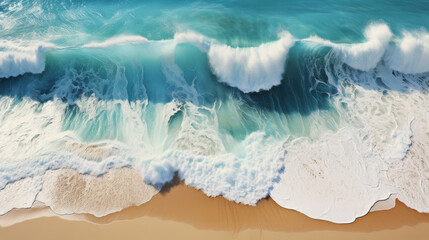Fototapeta premium An aerial view of water and white sand