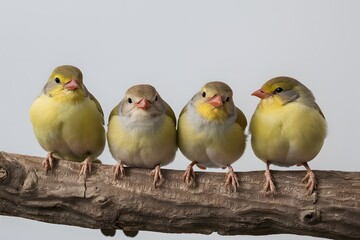 Naklejka premium Colorful birds on branch pose on white background with various postures