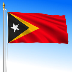 Timor East, official national waving flag, asiatic country, vector illustration