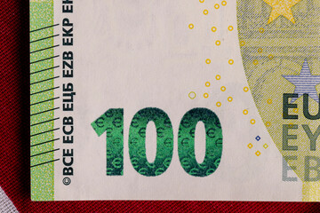 a close-up of the hundred euro of the European Union of the new sample