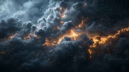 Dramatic Storm Clouds with Lightning Strikes
