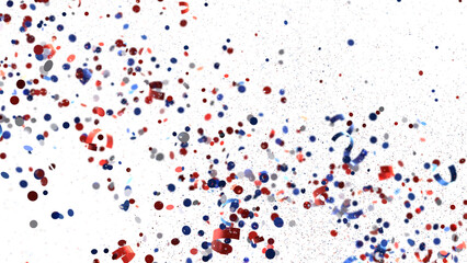 Confetti - Red white blue shiny confetti Confetti on white background, isolate, tricolor concept, independence and freedom day USA