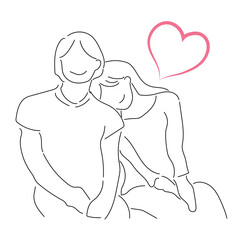 Sketch love concept minimal couple in love drawing line art couple lovely drawn together line love concept with white ioslated background. Abstract,vector,illustration.
