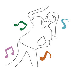Sketch lifestyle concept minimal girl woman dance aerobics drawing line art. Female exercise hand drawn line concept with white ioslated background. Abstract,vector,illustration.