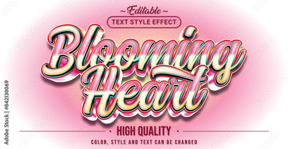 Aufkleber editable text style effect - blooming heart text style theme.