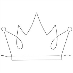 Crown continuous single line royal banner concept Line art outline minimal vector illustration