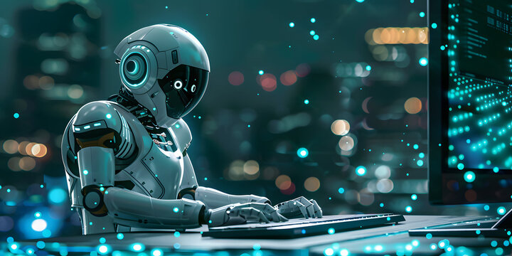 3d Illustration of Artificial intelligence chat bot with email icon LED on his screen, the chat bot connected to computer processing emails and answers. Ai Chatbots working and chatting in CRM
