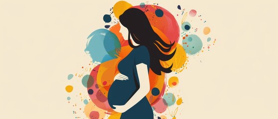 Imagine a flat design of pregnant woman.